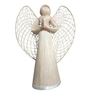 Christmas Corn Husk and Straw Angel with Wings Vintage